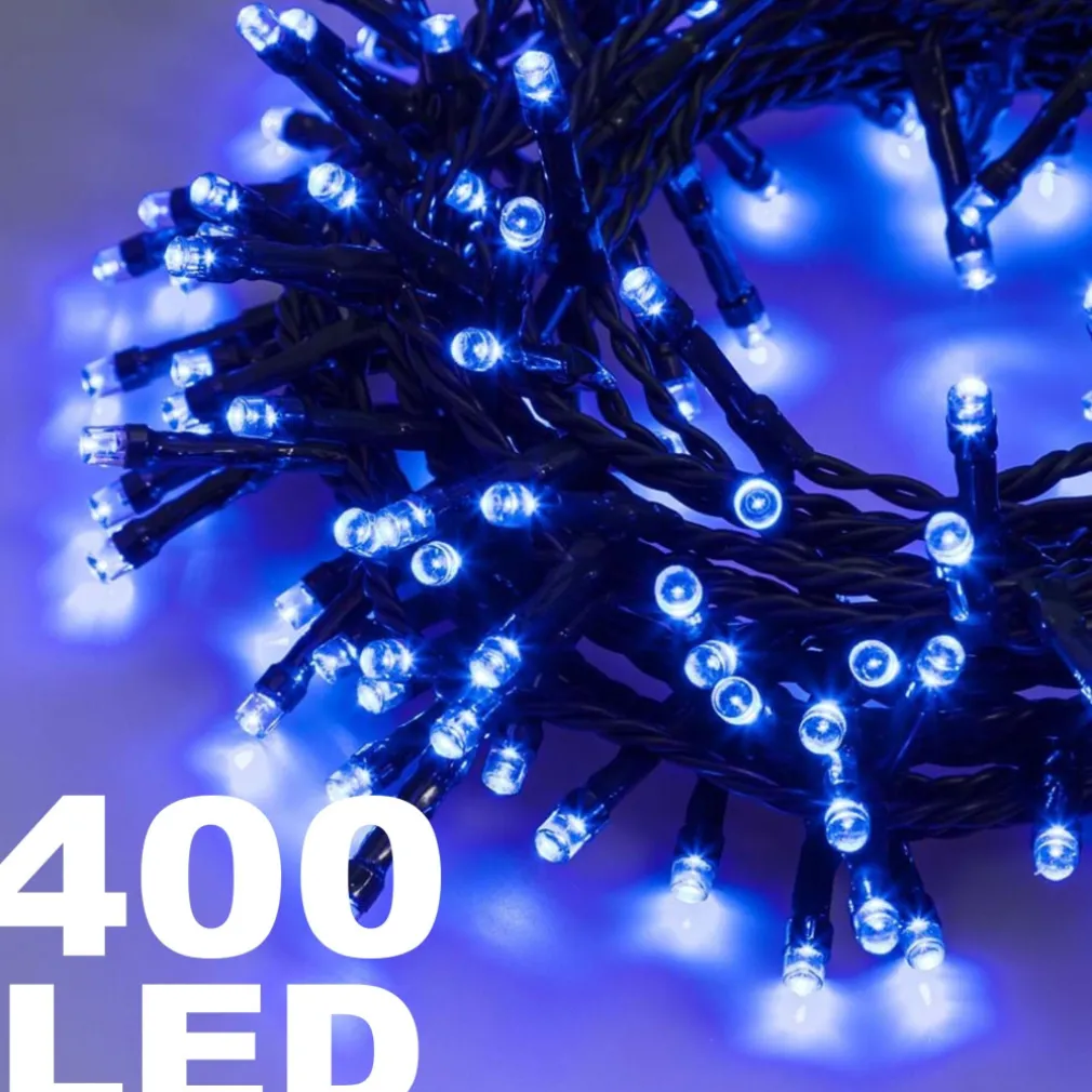 CATENA LUMINOSA 400 LUCI LED LUCCIOLE COLORE BLU CONTROLLER 8 FUNZIONI INTERNO