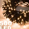 CATENA LUMINOSA 500 LUCI LED LUCCIOLE COLORE BIANCO CALDO CON CONTROLLER INTERNO
