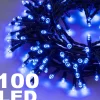 CATENA LUMINOSA 100 LUCI LED LUCCIOLE LUCE BLU CON CONTROLLER 8 FUNZIONI