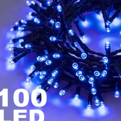 CATENA LUMINOSA 100 LUCI LED LUCCIOLE LUCE BLU CON CONTROLLER 8 FUNZIONI