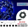 CATENA LUMINOSA 180 LUCI LED LUCCIOLE LUCE BIANCA + BLU CAVO VERDE IP44 XC-4134
