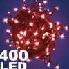 CATENA LUMINOSA 400 LUCI LED LUCCIOLE COLORE ROSSO CONTROLLER 8 FUNZIONI INTERNO