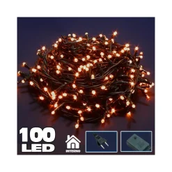 CATENA LUMINOSA 100 LUCI LED LUCCIOLE BIANCO CALDO CON CONTROLLER 8 FUNZIONI