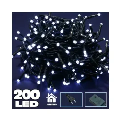 CATENA LUMINOSA 200 LUCI LED LUCCIOLE BIANCO FREDDO CON CONTROLLER 8 FUNZIONI