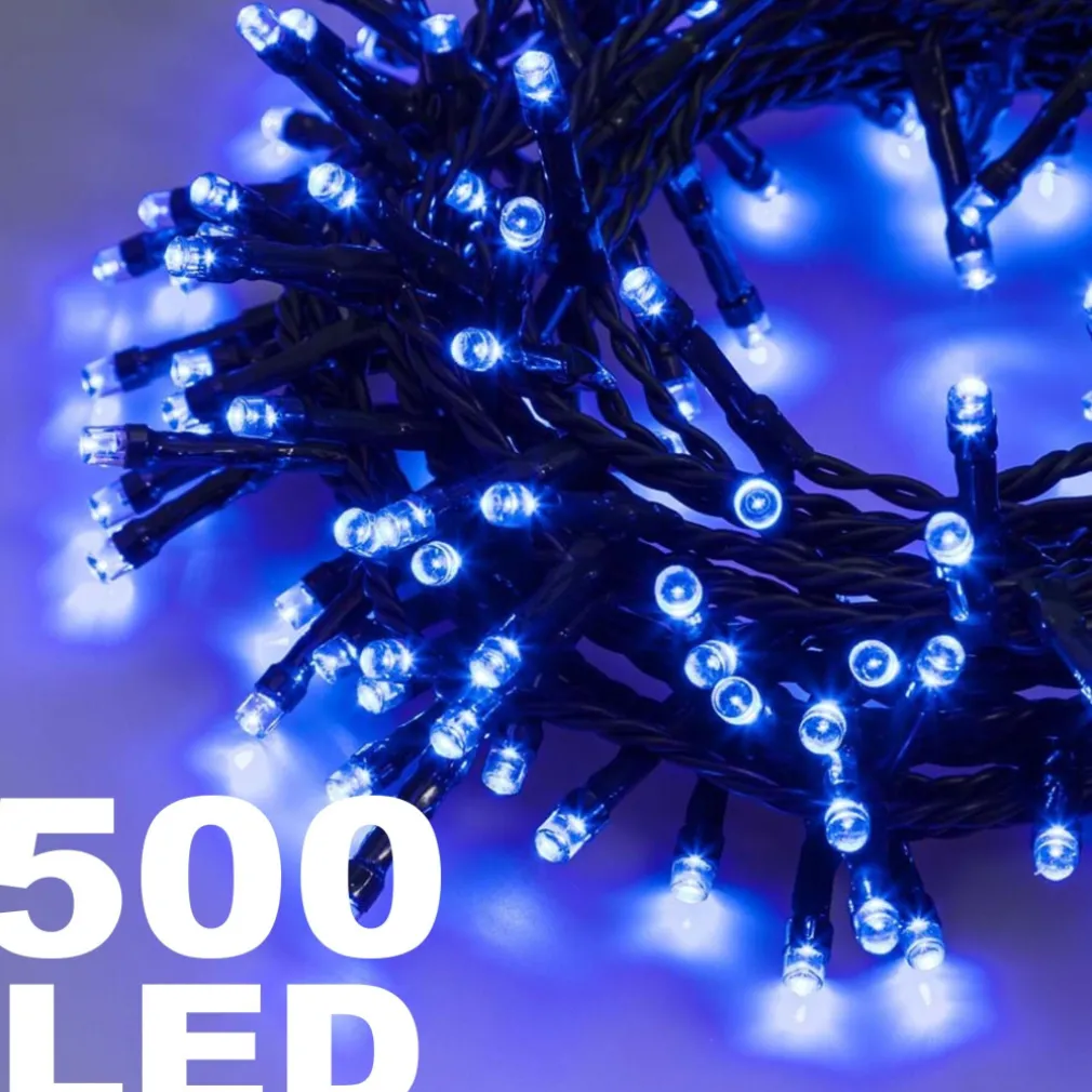 CATENA LUMINOSA 500 LUCI LED LUCCIOLE COLORE BLU CON CONTROLLER USO INTERNO