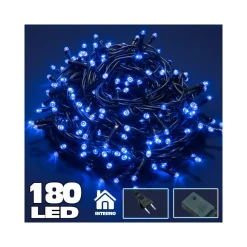 CATENA LUMINOSA 180 LUCI LED LUCCIOLE BLU CON CONTROLLER 8 FUNZIONI INTERNO