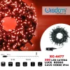 CATENA LUMINOSA 300 LUCI LED LUCCIOLE LUCE ROSSO CAVO VERDE IP44 XC-4477