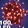 CATENA LUMINOSA 100 LUCI LED LUCCIOLE LUCE ROSSA ROSSO CON CONTROLLER 8 FUNZIONI