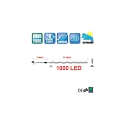 CATENA LUMINOSA 1000 LUCI LED ALBERO NATALE LUCCIOLE BIANCO FREDDO BLU ESTERNO