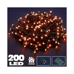 CATENA LUMINOSA 200 LUCI LED LUCCIOLE BIANCO CALDO CON CONTROLLER 8 FUNZIONI