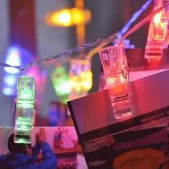 CATENA LUMINOSA 16 MOLLETTE LED GHIRLANDA STRINGA CLIP APPENDERE FOTO MULTICOLOR