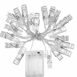 CATENA LUMINOSA 16 MOLLETTE LED GHIRLANDA STRINGA CLIP APPENDERE FOTO MULTICOLOR