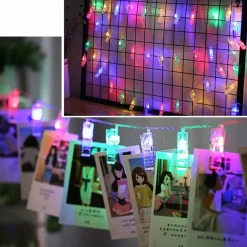 CATENA LUMINOSA 10 MOLLETTE LED GHIRLANDA STRINGA PER APPENDERE FOTO MULTICOLOR