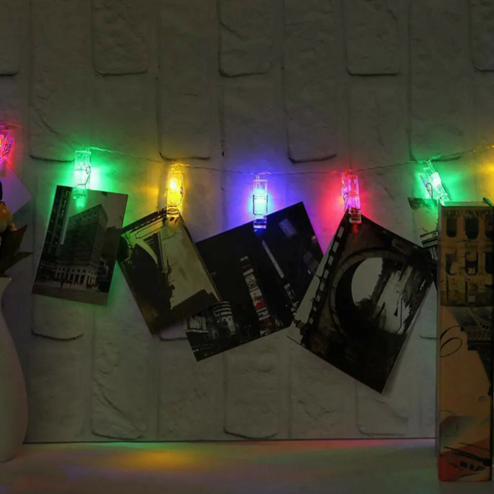 CATENA LUMINOSA 10 MOLLETTE LED GHIRLANDA STRINGA PER APPENDERE FOTO MULTICOLOR