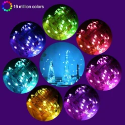 CATENA LUMINOSA A LED MULTICOLOR 10 MT CON CONTROLLO REMOTO DA APP ALBERO NATALE