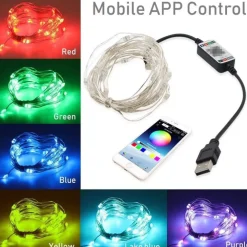 CATENA LUMINOSA A LED MULTICOLOR 10 MT CON CONTROLLO REMOTO DA APP ALBERO NATALE