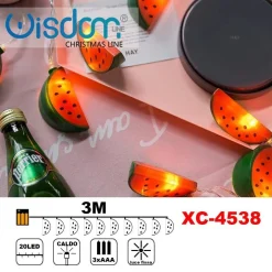CATENA LUMINOSA FETTE ANGURIA 20LED BATTERIA LUCE CALDA FISSA DECORAZIONI XC-4538
