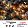 CATENA LUMINOSA FIOCCHI NEVE 20LED A BATTERIA LUCE CALDA CAVO TRAPARENTE XC-8475
