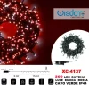CATENA LUMINOSA 300LUCI LED LUCCIOLE LUCE BIANCA + ROSSA CAVO VERDE IP44 XC-4137
