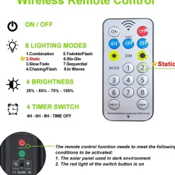 CATENA LUMINOSA MICROLED DA 10MT 100LED CON PANNELLO SOLARE RICARICABILE ESTERNO
