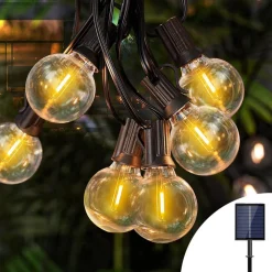 CATENA LUMINOSA SOLARE CREPUSCOLARE 30 LAMPADINE FILO LED 3W LUCE 2200K 10 METRI