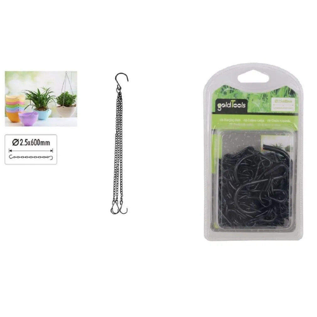 CATENA PER APPENDERE VASO FIORI PIANTE FIORIERA NERA CON GANCIO 2.5MMX60CM 92605