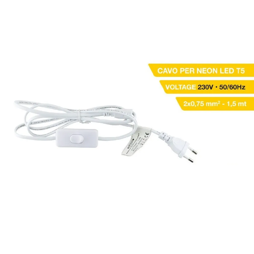 CAVO NEON JACK 3 PIN CON SPINA INTERRUTTORE CAVETTO SOTTOPENSILE LED 150CM S-T5