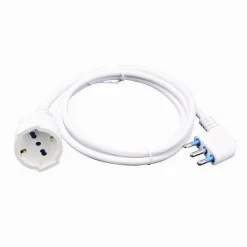 CAVO PROLUNGA CON SPINA 16A PRESA SCHUKO BIVALENTE 3 METRI COLORE BIANCO 83286
