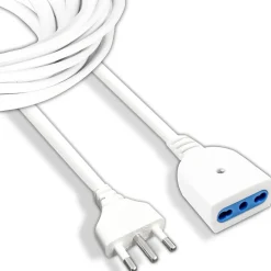 CAVO PROLUNGA ELETTRICA DA 7 METRI CON SPINA DA 16A PRESA BIPASSO 10A 16A BIANCO