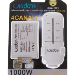 CENTRALINA 4 CANALI + TELECOMANDO WIRELESS WISDOM PER CONTROLLO LUCI LED 1000Wx4