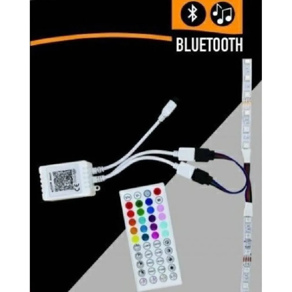 CENTRALINA MUSICALE PER STRISCE LED RGB BLUETOOTH 2 CONNETTORI TE-RGB3 TELECOMANDO