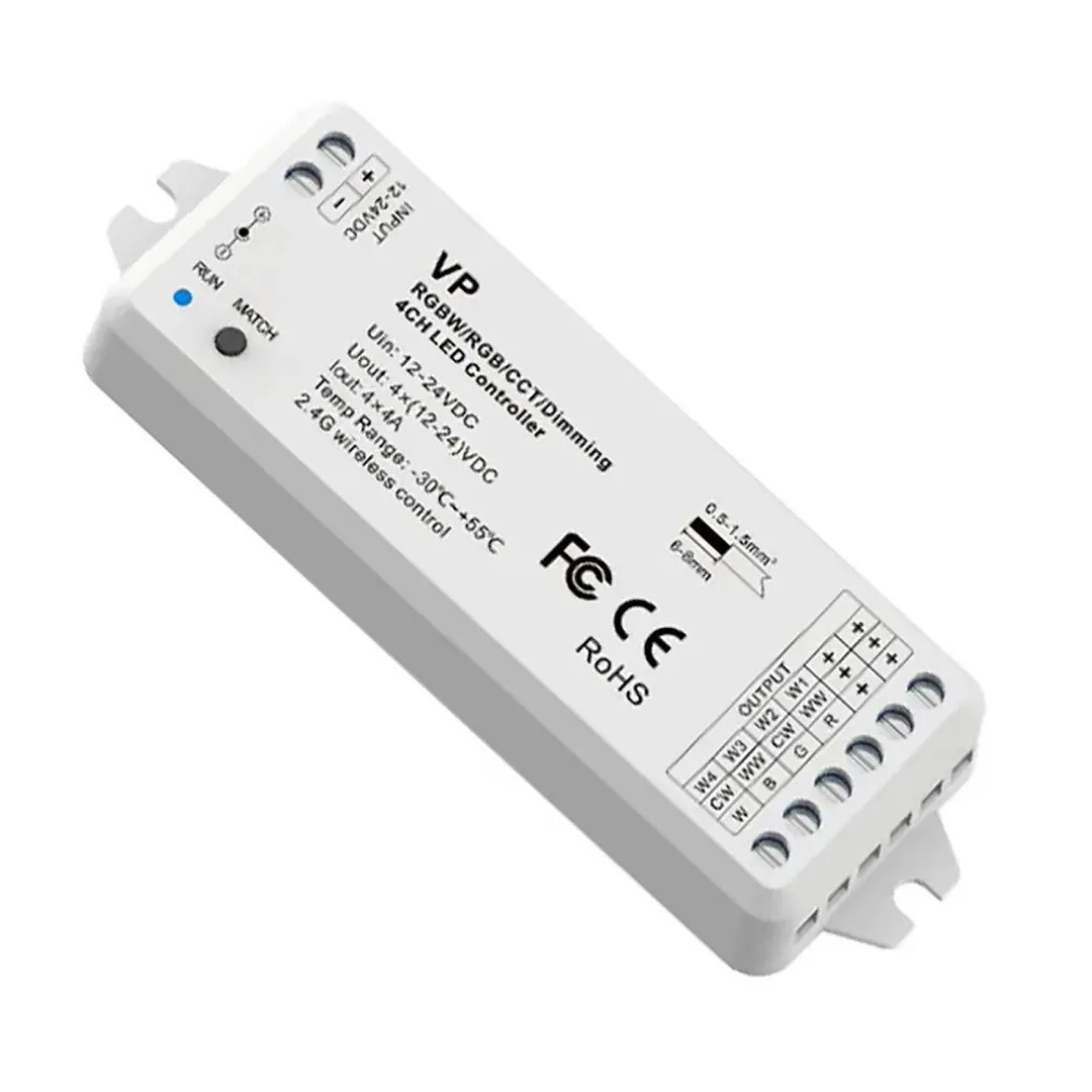 CENTRALINA VP CONTROLLER RF 15A 4CH DIMMER 288W STRISCE LUCI LED TELECOMANDO RGBW