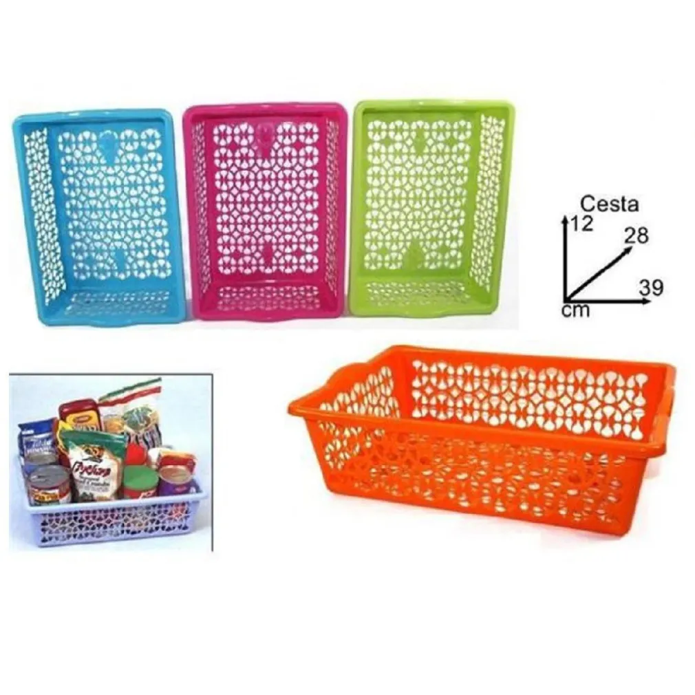CESTA RETTANGOLARE IN PLASTICA 39X28X12CM CONTENITORE RECIPIENTE OGGETTI BUCATO