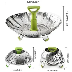 Cestello per Cottura a Vapore in Acciaio Inox Pieghevole per Verdure