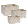 CESTINI TESSUTO 3SCATOLE ORGANIZER PORTAOGGETTI BAGNOSCHIUMA MAKEUP BEIGE CHIARO
