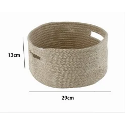 CESTINO CESTO CON MANICI PORTA OGGETTI TESSUTO INTRECCIATO ROTONDO 29X13CM 10637