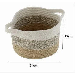 CESTINO CESTO IN TESSUTO DI CORDA INTRECCIATO PORTA OGGETTI TONDO 21X15 CM 10646