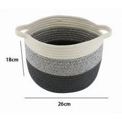 CESTINO CESTO IN TESSUTO CORDA INTRECCIATO PORTA OGGETTI ROTONDO 26X18 CM 10650