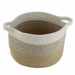 CESTINO CESTO IN TESSUTO DI CORDA INTRECCIATO PORTA OGGETTI TONDO 26X18CM 10647