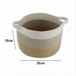 CESTINO CESTO IN TESSUTO DI CORDA INTRECCIATO PORTA OGGETTI TONDO 26X18CM 10647