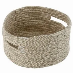 CESTINO CON MANICI PORTAOGGETTI CESTO TESSUTO INTRECCIATO ROTONDO 24X11 CM 10636