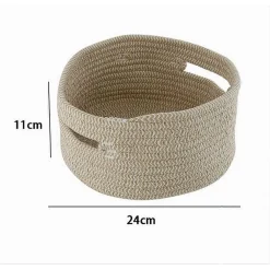 CESTINO CON MANICI PORTAOGGETTI CESTO TESSUTO INTRECCIATO ROTONDO 24X11 CM 10636