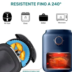 CESTINO IN SILICONE FRIGGITRICE AD ARIA TEGLIA RIUTILIZZABILE ANTIADERENTE 20CM