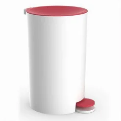 CESTINO PATTUMIERA A PEDALE ARREDO BAGNO BIANCO ROSSO PLASTICA ACCESSORIO 69934