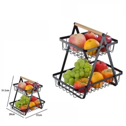 CESTINO PER FRUTTA PANE SNACK VERDURA ALZATINA PORTATUTTO 2 RIPIANI CONTENITORE