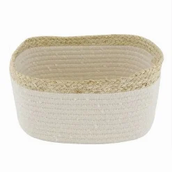 CESTINO PORTA BIANCHERIA OGGETTI IN VIMINI INTRECCIATO BICOLORE 25X18X13CM 10675