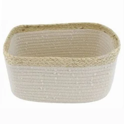 CESTINO PORTA BIANCHERIA OGGETTI IN VIMINI INTRECCIATO BICOLORE 30X22X14CM 10676