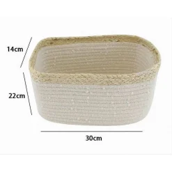 CESTINO PORTA BIANCHERIA OGGETTI IN VIMINI INTRECCIATO BICOLORE 30X22X14CM 10676