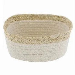 CESTINO PORTA BIANCHERIA OGGETTI IN VIMINI INTRECCIATO BICOLORE 20X15X11CM 10674