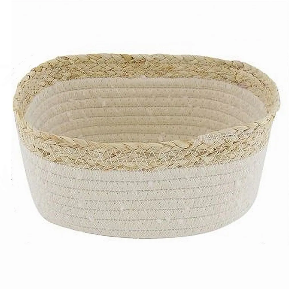 CESTINO PORTA BIANCHERIA OGGETTI IN VIMINI INTRECCIATO BICOLORE 20X15X11CM 10674